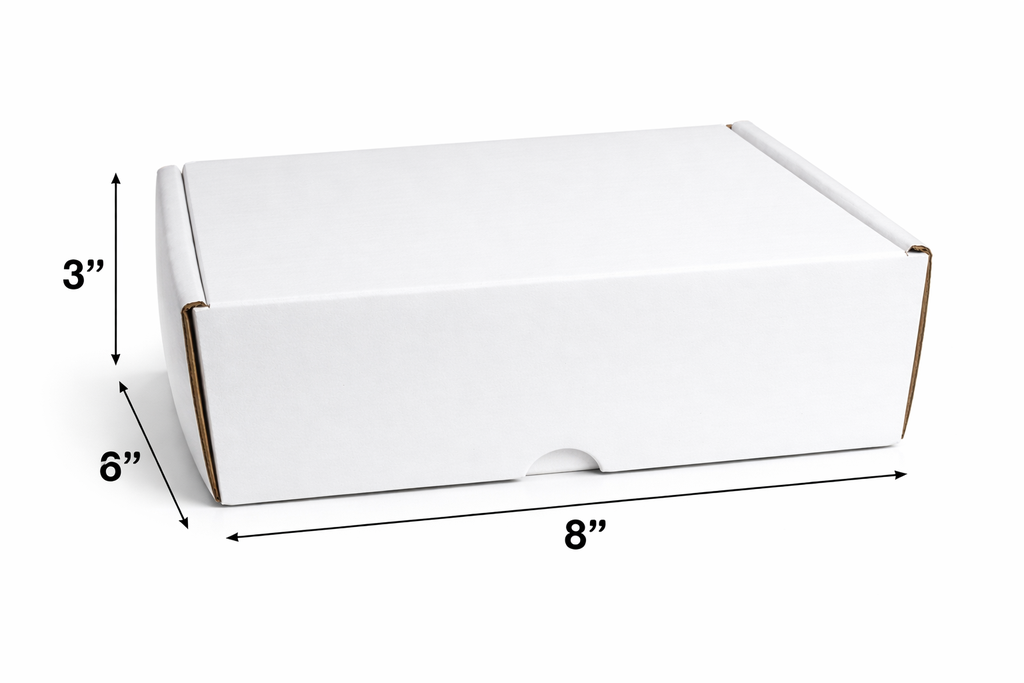 Caja Kraft blanca pequeña 8″x6″x3″