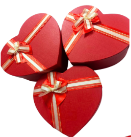 SET 3 CAJA CORAZON ROJO JUMBO