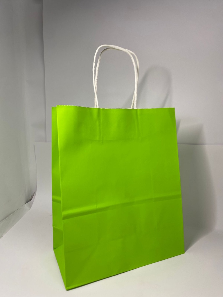 BOLSA KRAFT "M" VERDE LIMON PAQ.12