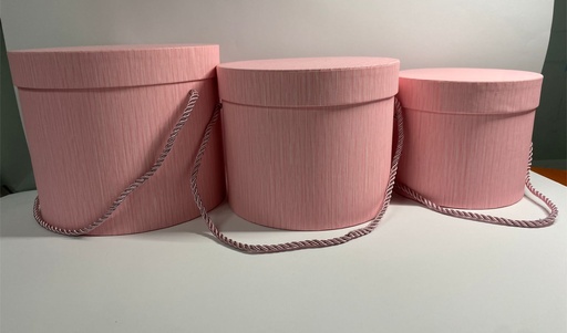 [TF-8604] SET DE CAJA P/FLOR REDONDA 3 PCS ROSADA