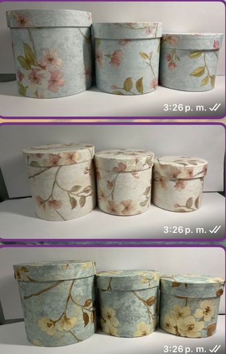 [TF-8652] SET DE CAJA REDONDA 3 PCS FLORIADA