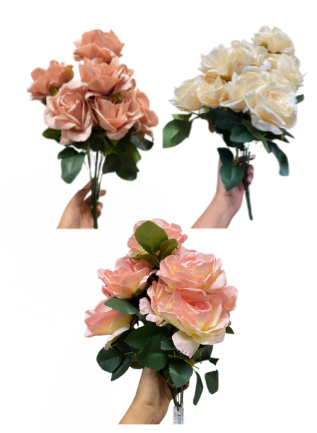 [TF-4251] RAMO ROSAS FINA X10 ROSA/BLANCO/SALMON