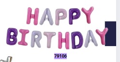 [79106] Globos Letras HAPPY BIRTHDAY 16 pulgadas