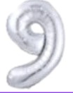 [N40-002P9] Globos Plateado Números de 40 pulgadas