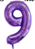 [N40-010N9] Globos Morado Números de 40 pulgadas